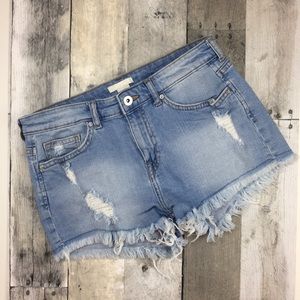H&M Denim Shorts Size 6 Light Wash Frayed